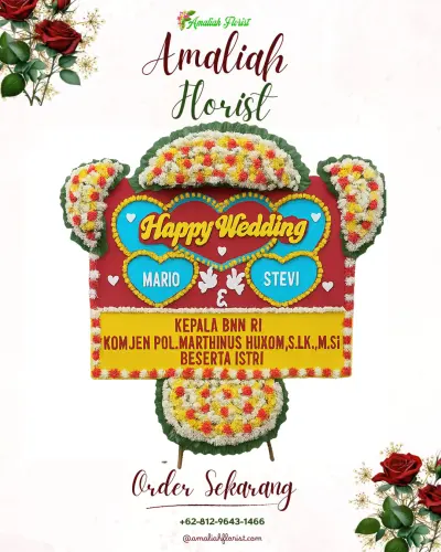 Karangan Papan Bunga Pernikahan di Iser